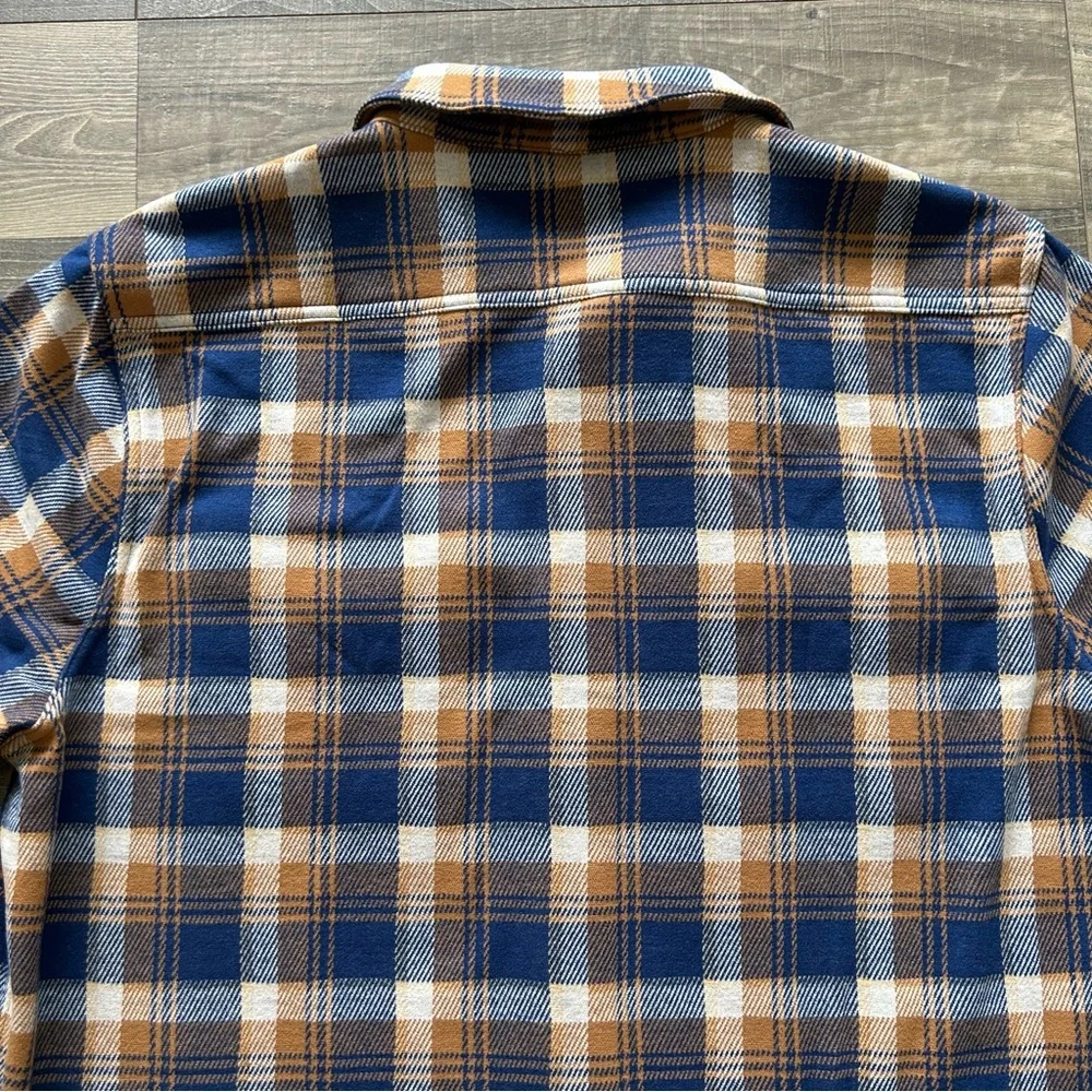 NWT J Crew Seaboard Soft Knit Shirt Men’s XL Brown Blue White Plaid BV898